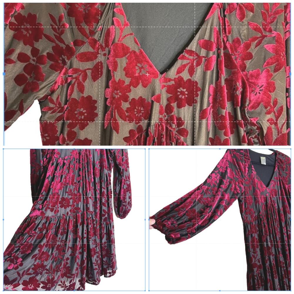 Floral Velvet Burnout Babydoll Dress US M Est Taylor Whimsigoth - Picture 4 of 11